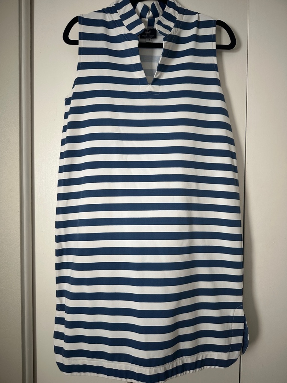 Sailor Sailor Blue and White Sleeveless Striped Dress - M